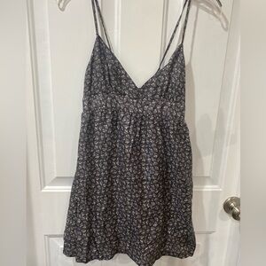 Heritage Navy Floral Silk baby doll tank strap top blouse
